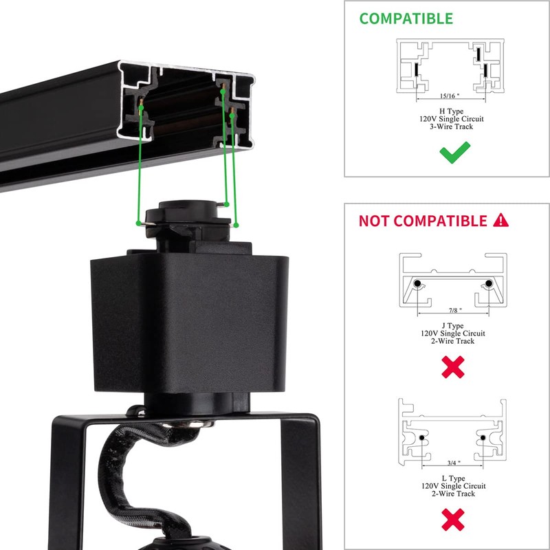 mirrea Bulb Replaceable LED Track Lighting Heads for Black H
