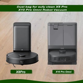 GANGXUN High-Capacity Dust Bags for Eufy Clean X8 Pro/X10 Pro Omni Robot Vacuum Self-Empty Station, Disposable Replacement Bag Accessories Part (Black, 16Pack)