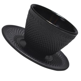 MALUGOGO Black Iron Tea Cup and Saucer Set Retro 6.00X6.00X4.80cm