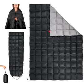 ROSE FEATHER Down Camping Blanket, Muti-Use Outdoor Travel Blanket, Puffy Sleeping Bag Blanket, Waterproof Packable Backpacking Quilt for Camping, Travel, Hammock, Airplane, Hiking, Picnic, 55''x79''