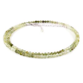 InfinityGemsArt Green Tourmaline Dainty Choker Necklace For Her Birthstone Jewelry Chakra Healing Energy Crystals 925 Sterling Silver 18 inch Chain Birthday Christmas Day Gifts For Women
