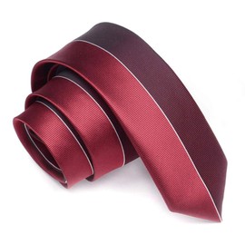 Manoble Men's Necktie Wine Red 2.36 Inches Slim Woven Tie + Gift Box