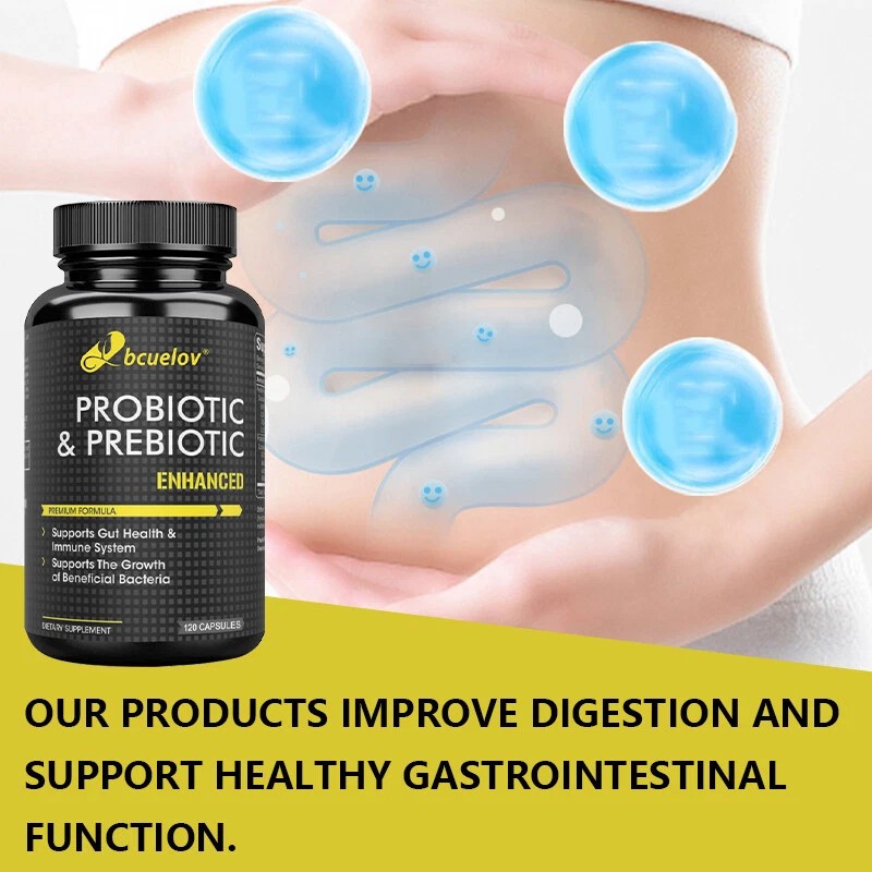 Bcuelov Probiotic and prebiotic capsules - promote gut health, immune