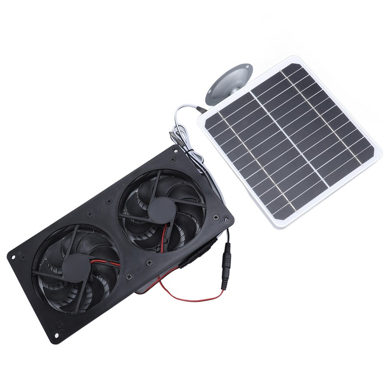 20W Solar Panel Solar Powered Dual Exhaust Fan Kit for