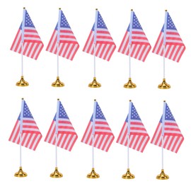 CAXUSD 48pcs American Desktop Flag Gold Base Usa National Flags for Office Decor and Home Use for Festivals Parties and Historical Events