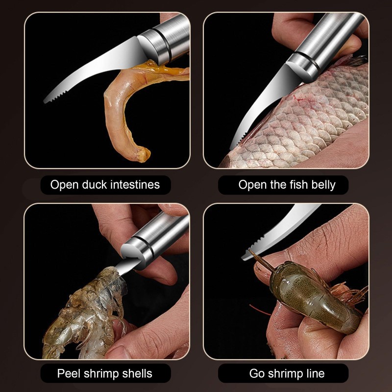 2PCS Shrimp Deveining Tool Stainless Steel Shrimp Peeler and Deveiner