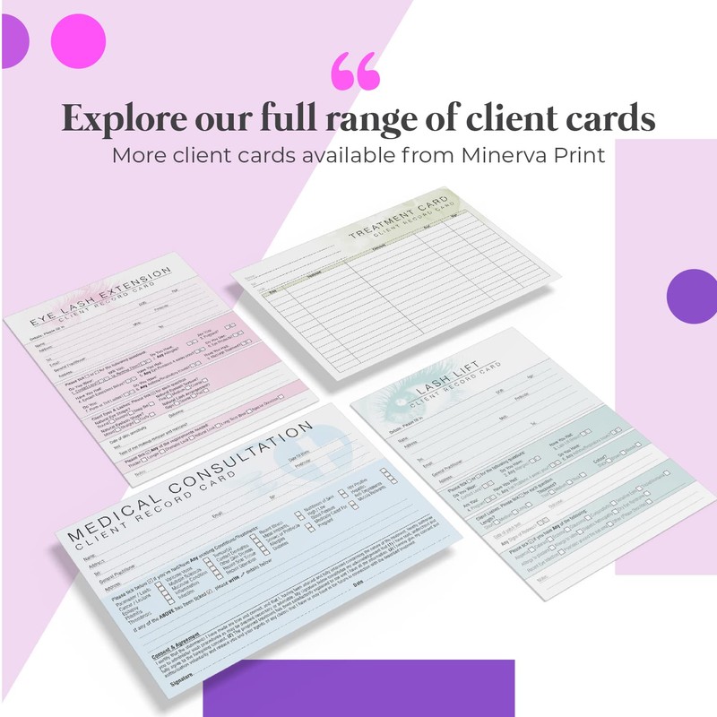 Generic Treatment Additional Client Record Card for Nails, Beauty, Hair