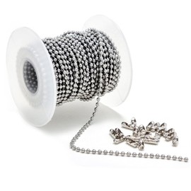 30 Feet Stainless Steel Ball Chains Necklace with 20pcs Connectors, 2.3mm Bead Chains Roll Sets