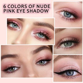 6 Colors Glitter Matte Eyeshadow Palette,Natural Nude Brown Rose Gold Coffee Sparkly Eye Shadow Makeup,Warm Pastel Eyeshadows Palette Long Lasting Waterproof Naturing-Looking Women Girls Eye Shadow 01