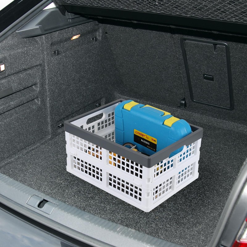 Esdiplot 4-Pack Plastic Collapsible Crates, 15 L Stackable Plastic Folding