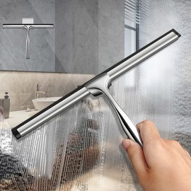 Srup Shower Squeegee, Non-Slip Shower Squeegee, Stainless Steel, Squeegee Shower with Holder, Window Squeegee Professional Required, Stainless Steel Window Squeegee, Suitable for Bathroom Windows, Car