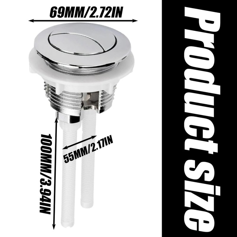 2 Pcs 58mm Toilet Tank Push Button, Dual Push Flushing