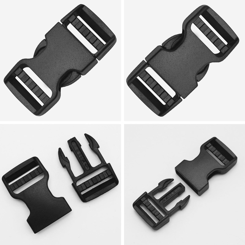 DNDGDLUA 2 x 20mm Wide Black Double Sided Plastic Click
