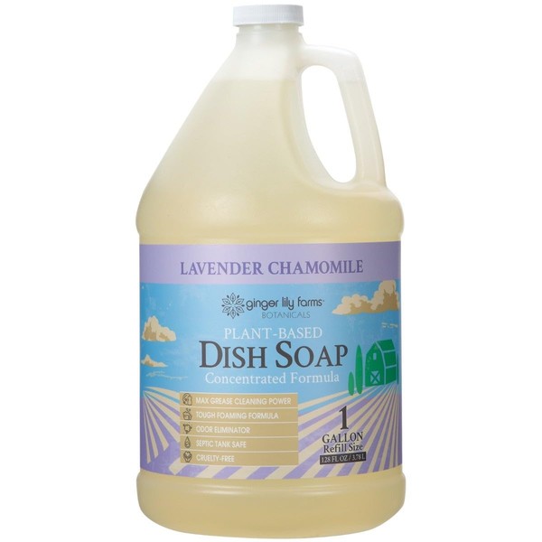 Ginger Lily Farms Botanicals Plant-Based Liquid Dish Soap, Concentrated Formula