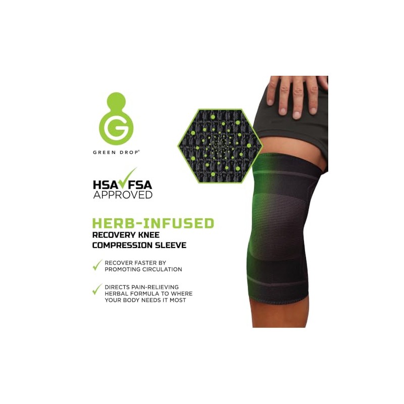 Green Drop Herb-Infused Knee Compression Sleeve for Men & Women