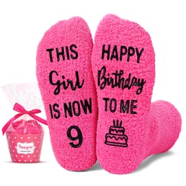 HAPPYPOP 9th Birthday Gifts for Girls - Socks for Kids Age 9, Presents for 9 Year Old Girls, Gift Ideas for Nine Year Old Girls