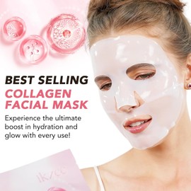 Organic Collagen Real Deep Mask, Organic Collagen Face Masks, 6 Pieces, Ollagen Mask, Pack of 4 Korean Collagen Real Deep Mask Overnight, Anti-Wrinkle Lifting Face Mask, Overnight Mask