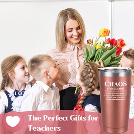Livole Funny Gifts for Teacher Women, Boss, Manager, Her, Thank You Teacher Gift, Chaos Coordinator, End of The Year Presents, Christmas Gifts for Women, 20oz Insulated Wine Tumbler with Straw and Lid