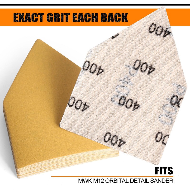 POLIWELL 100PCS 3.5 x 2.5in Assorted 80/120/180/220/400 Grit Hook &