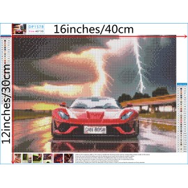 NIHO-JIUMA - Kits de pintura de diamantes para coche deportivo, 5D con taladro completo, regalos de arte de diamantes para adultos, decoración del hogar (30 x 40 cm)