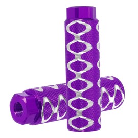 PATIKIL Aluminum Alloy O-Shape Bike Pegs Fit 3/8 inch Axles, 2 Pack Anti-Skid lead Foot Bicycle Pegs Back Seat Stands for BMX Mountain Bike Cycling Rear Stunt Pegs, Purple