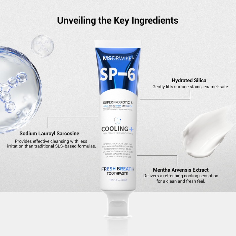 MSDRWIKEY Cooling Breath Freshening Toothpaste & Popping 7-Pro Intense Whitening
