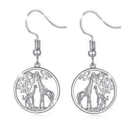 Giraffe Earrings for Women 925 Sterling Silver Hypoallergenic Dangle Drop Earrings Family Design Giraffe Jewellery Gifts for Girls
