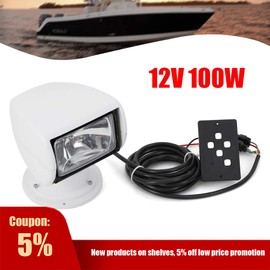 12V 100W Boat Spotlights Search Light,Spot Light for Boat/Truck Marine | Spot and Flood Beam |Horizontal and Vertical Rotation |White Waterproof SearchLights,Halogen Bulb