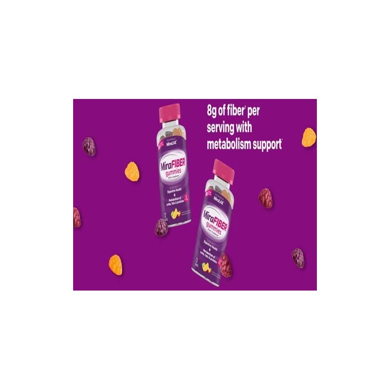 MiraLAX MiraFIBER Gummies, 8g Prebiotic Fiber & Metabolism Support Supplement,