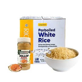 Parboiled Rice 25LB | With Flavor Spice Jollof Rice Seasoning Crafted with 100% Natural Herbs and Spices with No Artificial or preservatives, No Salt, No Sugar, No MSG, Gluten Free, Great For Keto, Great For Vegan (3.80oz)