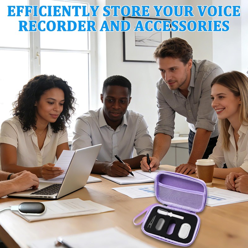 LeoTube Protective Case for PLAUD NotePin Voice Recorder (Purple)