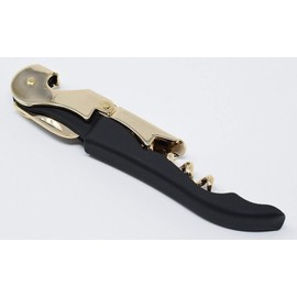 Gold and Black Soft Velvet Touch Waiters Double Hinge Corkscrew Wine Bottle Opener