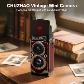 CHUZHAO - Mini cámara digital clásico, estilo TLR portátil con punta y disparo, bolsillo pequeño compacto 1080P FHD Video 12MP Autofocus Vlogging Cámara con tarjeta de 16 GB para principiantes
