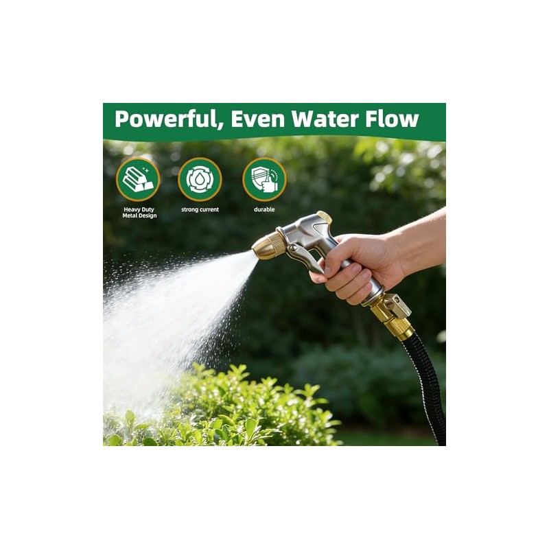 ARXIVE Heavy Duty Metal Hose Nozzle with 4 Adjustable Spray