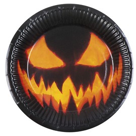 Boland 10134180 Bol72310 Terrifying Pumpkin Paper Plates, Adult, Multi-Coloured