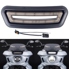 Advanblack FXRT ST Fairing Vent Light Led Light Lights For Harley Low Rider ST Fairing/Dyna/Softail with ST Headlight Fairing (Gridlite Led Vent Light), Smoke