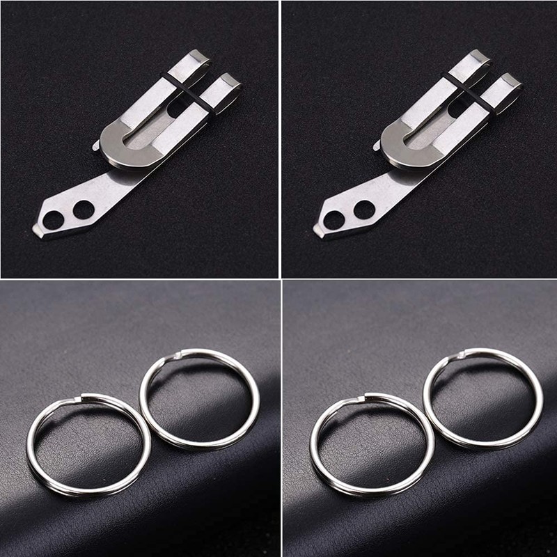 NA 2 Sets of Multifunctional Keychains Stainless Steel Key Belt