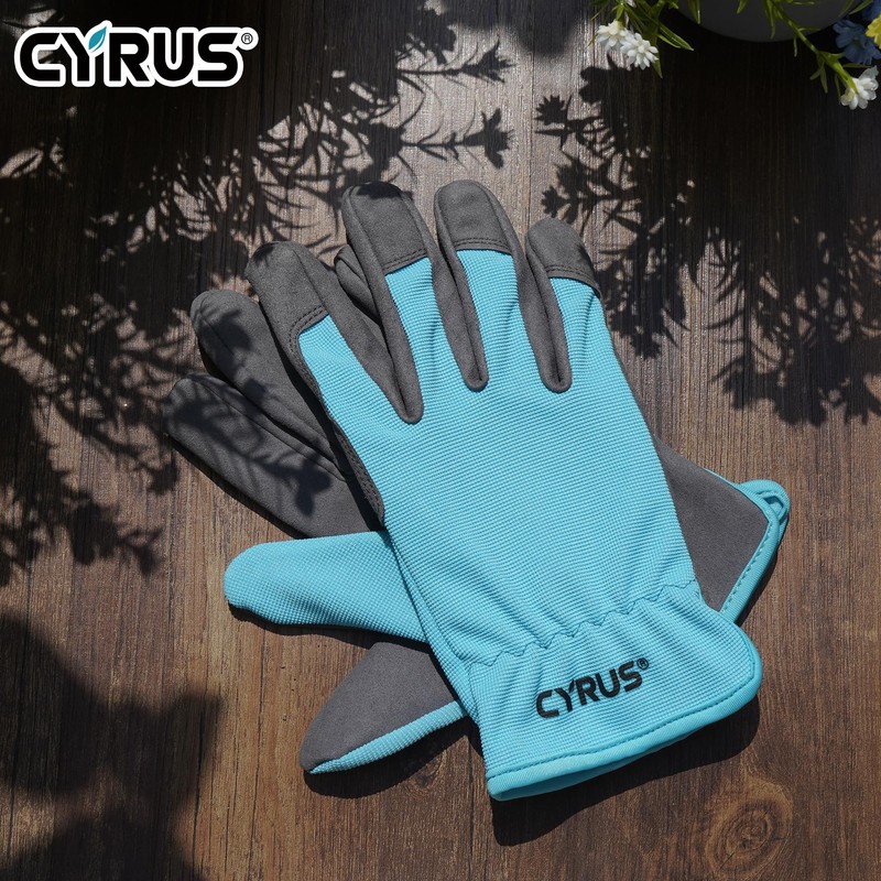 CYRUS Garten Arbeitshandschuhe,Damenhandschuhe aus schnittfestem Leder,blua,L