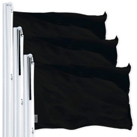 G128 3 Pack: Solid Black Color Flag 2.5x4 Ft LiteWeave Pro Series Printed