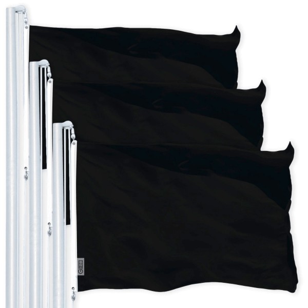 G128 3 Pack: Solid Black Color Flag 2.5x4 Ft LiteWeave
