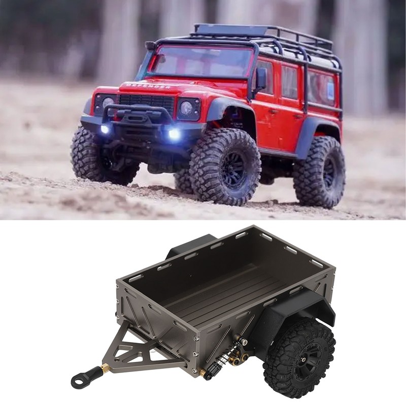 RC Car Hitch Trailer Aluminum Alloy Antislip Rubber Tire Rustproof