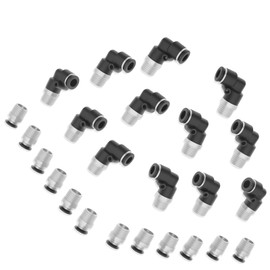 12/24Pcs 1/4 Inch Push to Connect Fitting Elbow and Straight Air Hose Quick Connect Fitting Easy Install for Air Hose...(Black,24)