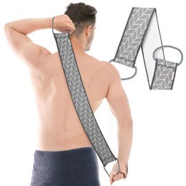 Joejis Back Scrubber for Shower - Eco-Friendly Natural Plant Fibre Vegan Exfoliating Cleansing Loofah Strap - Double Side Bath Scrub Accessory with Handle