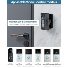 Anti-Theft Camera Mount with Inclined Plate and Angle Mount, Compatible with Ring/Blink Wireless Video Doorbell, Angle Adjustment, for Apartment, House, Office, Hotel(Not Include Doorbell)