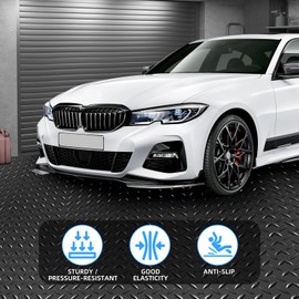 Diamond-Plate Rubber Flooring Rolls, 21FT *16IN Garage Floor Mat, 4 * 7Ft Cover Area PVC Garage Flooring Roll for Garage Floor, RV Trailer Flooring, Water/Stain Resistant Parking Mat Black(1Pcs)