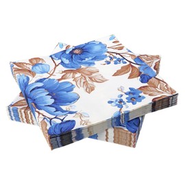BESALILY Floral Decorative Paper Napkin Wedding Party Holiday Festival Tea Party Napkins Paper Disposable Placemat Decoupage Napkins (3-Ply, 50-Count) (Azure Blossom)