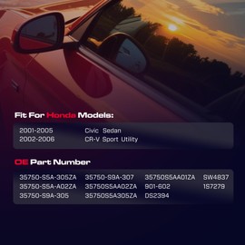 XIMAKA Front Left Driver Side Master Power Window Switch Compatible with Honda Civic 2001-2005 (4-Door Sedan), Honda CR-V CRV 2002-2006 Replace# 35750-S5A-305ZA, 35750-S9A-305