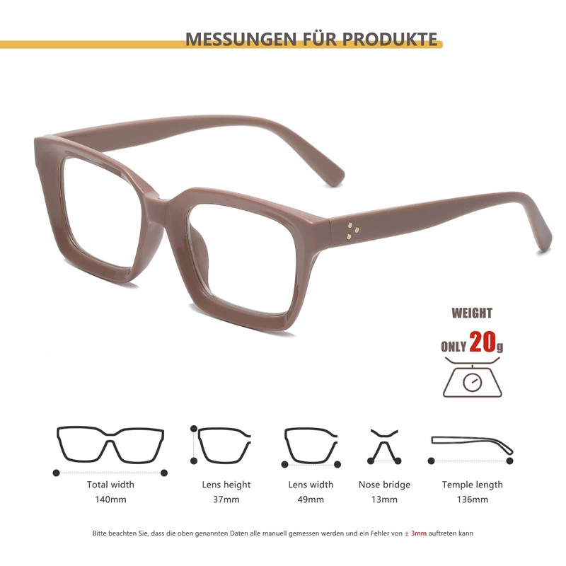 YUELUQU Rectangular Large Frame Glasses Women's Fake Glasses Glasses Frames