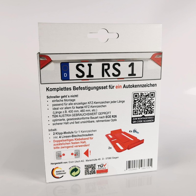 Simple-Fix RS Red Exclusive Frameless Universal License Plate Holder Complete