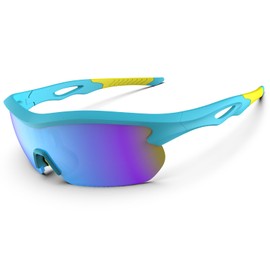 Sunglasses Men Women Cycling Glasses Sports Sunglasses Lightweight Durable Flexible TR92 Frame MTB Protective Glasses Fishing Driving Running Matt Light Blue & Blue